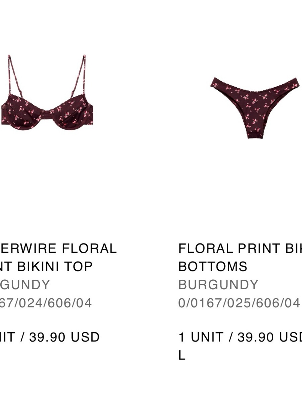 Zara Burgundy Floral Bikini Set